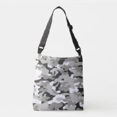 Schwarz/Grau Camouflage Cross Body Bag Tragetaschen Mit Langen Trägern (Vorderseite)