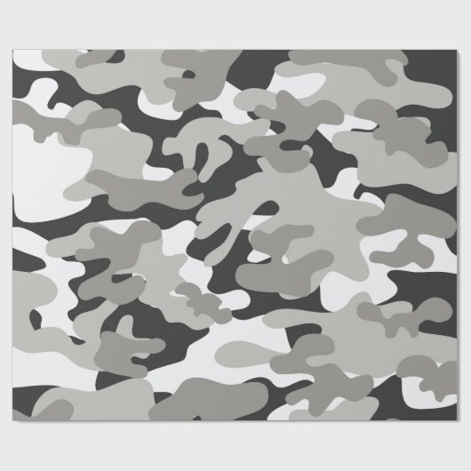 Schwarz-Grau-Camouflage-Design Geschenkpapier (Flach)
