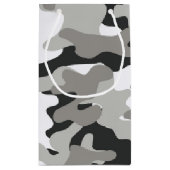 Schwarz-Grau-Camouflage-Design Kleine Geschenktüte (Rückseite)