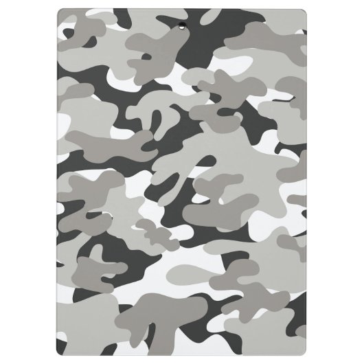 Schwarz-Grau-Camouflage-Design Klemmbrett (Rückseite)