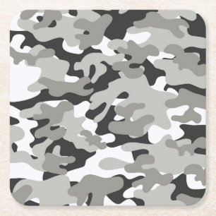 Schwarz-Grau-Camouflage-Design Rechteckiger Pappuntersetzer