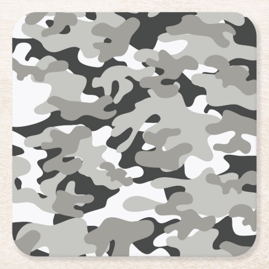 Schwarz-Grau-Camouflage-Design Rechteckiger Pappuntersetzer (Vorderseite)