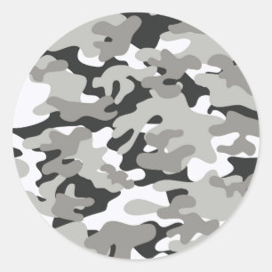 Schwarz-Grau-Camouflage-Design Runder Aufkleber