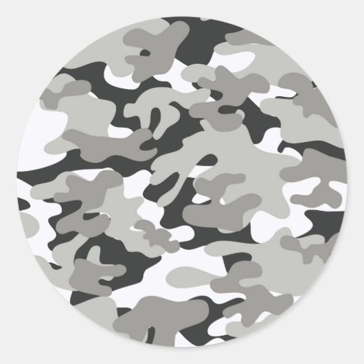 Schwarz-Grau-Camouflage-Design Runder Aufkleber (Vorderseite)