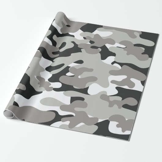 Schwarz-Grau-Camouflage Geschenkpapier (Ungerollt)