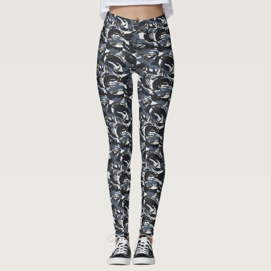 Schwarz/Grau-Camouflage Leggings Frauen (Vorderseite)