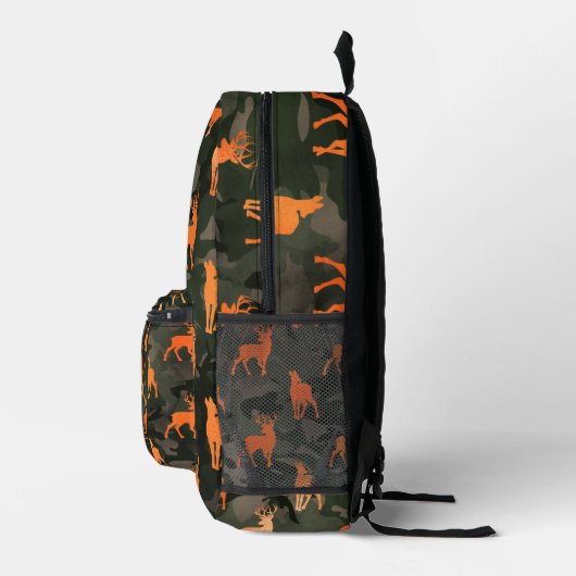 Schwarz-Grau-Camouflage mit Orangenhirsch Bedruckter Rucksack (Rechts)