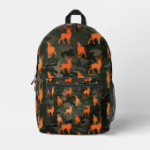 Schwarz-Grau-Camouflage mit Orangenhirsch Bedruckter Rucksack (Vorderseite)