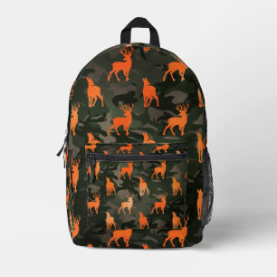 Schwarz-Grau-Camouflage mit Orangenhirsch Bedruckter Rucksack