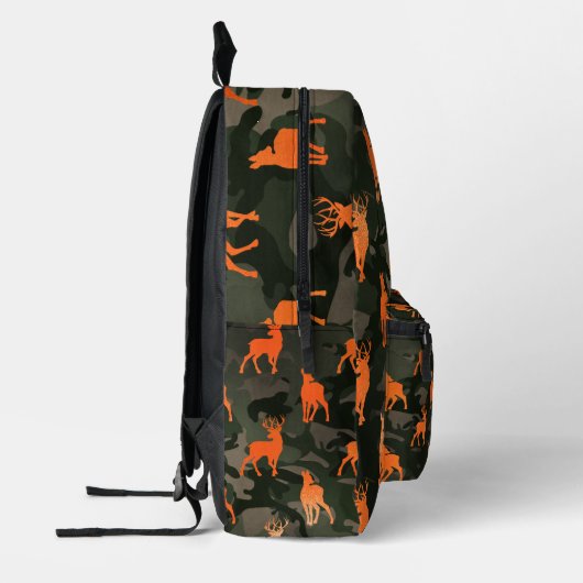 Schwarz-Grau-Camouflage mit Orangenhirsch Bedruckter Rucksack (Links)
