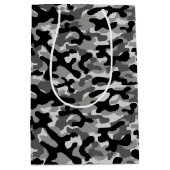 Schwarz Grau Camouflage-Muster Mittlere Geschenktüte (Vorderseite)