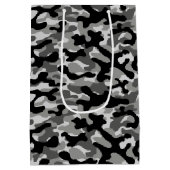 Schwarz Grau Camouflage-Muster Mittlere Geschenktüte (Rückseite)