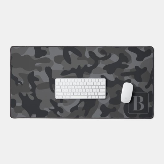 Schwarz-Grau-Camouflage Personalisiert Monogram Ca Schreibtischunterlage (Tastatur & Maus)