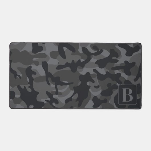 Schwarz-Grau-Camouflage Personalisiert Monogram Ca Schreibtischunterlage (Vorderseite)
