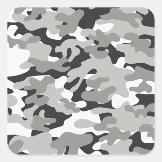 Schwarz-Grau-Camouflage Quadratischer Aufkleber (Vorderseite)