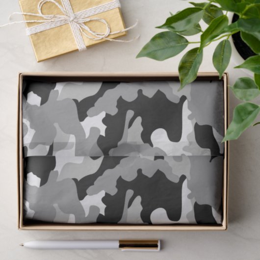 Schwarz-Grau-Camouflage Seidenpapier (Geschenk)
