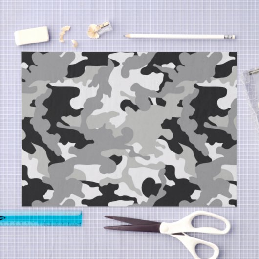 Schwarz-Grau-Camouflage Seidenpapier (Handwerk)