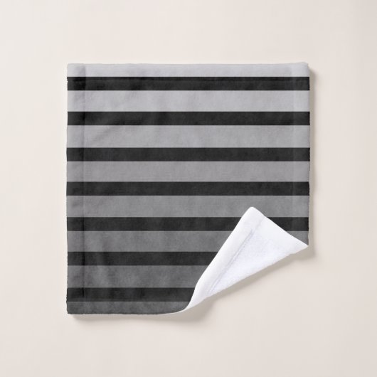 Schwarz-Grau-Camouflage Texturierte Streifen Badhandtuch Set (Waschlappen)