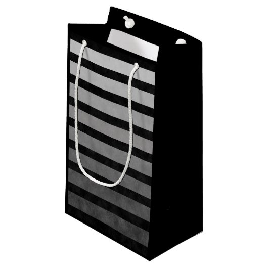 Schwarz-Grau-Camouflage Texturierte Streifen Kleine Geschenktüte (Vorderseite Schrägansicht)
