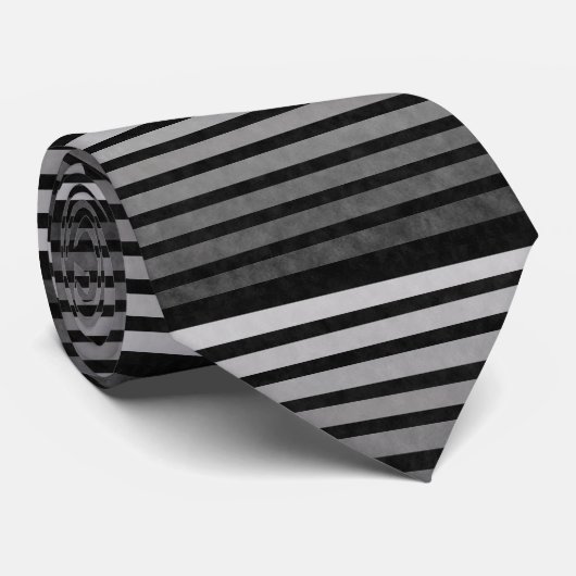 Schwarz-Grau-Camouflage Texturierte Streifen Krawatte (Gerollt)