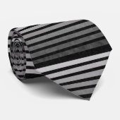 Schwarz-Grau-Camouflage Texturierte Streifen Krawatte (Gerollt)