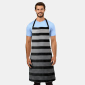 Schwarz-Grau-Camouflage Texturierte Streifen Schürze (Getragen)