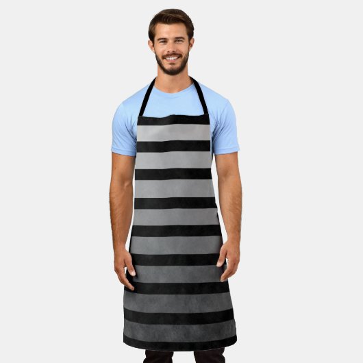 Schwarz-Grau-Camouflage Texturierte Streifen Schürze (Getragen)