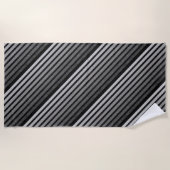Schwarz-Grau-Camouflage Texturierte Streifen Strandtuch (Vorderseite)