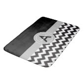 Schwarz Grau Chevron Badematte (Schrägansicht)