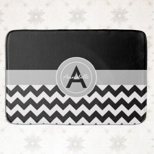 Schwarz Grau Chevron Badematte