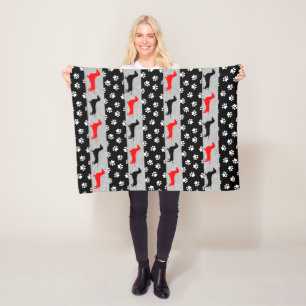 Schwarz-Grau-Dackel Fleece Blanket