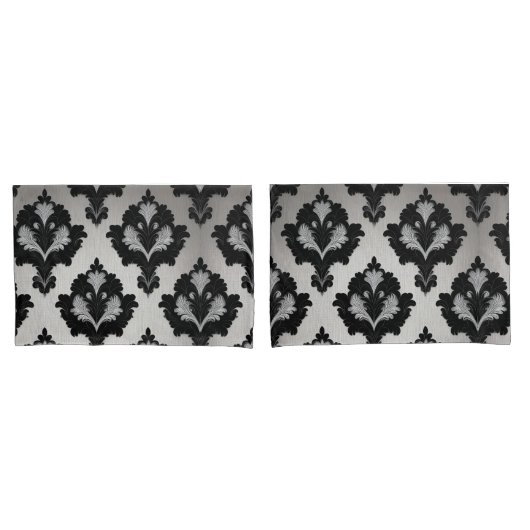 Schwarz & Grau Damast Kissenbezug (Vorderseite-Set)