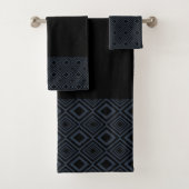Schwarz-Grau-Diamant-Muster Badhandtuch Set (Insitu)