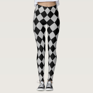 Schwarz-Grau-Diamant-Muster Leggings