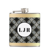Schwarz & Grau Diamond Muster Vinyl Wrapped Flask Flachmann (Vorderseite)