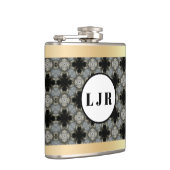 Schwarz & Grau Diamond Muster Vinyl Wrapped Flask Flachmann (Rechts)