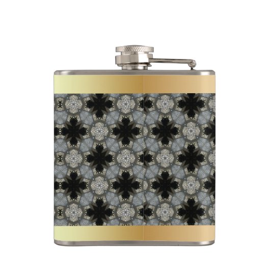 Schwarz & Grau Diamond Muster Vinyl Wrapped Flask Flachmann (Rückseite)
