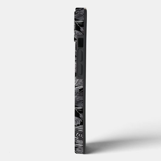 Schwarz-Grau-einfarbige Blätter Case-Mate iPhone Hülle (Rückseite / Links)