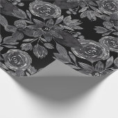 Schwarz-Grau-einfarbige Blätter Geschenkpapier (Ecke)