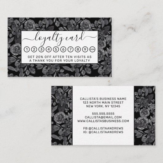 Schwarz-Grau-einfarbige Blätter Treuekarte (Vorne/Hinten)