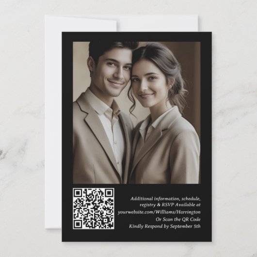 Schwarz-Grau Elegant Modernes Design Einladung (Rückseite)