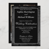 Schwarz-Grau Elegant Modernes Design Einladung (Vorne/Hinten)