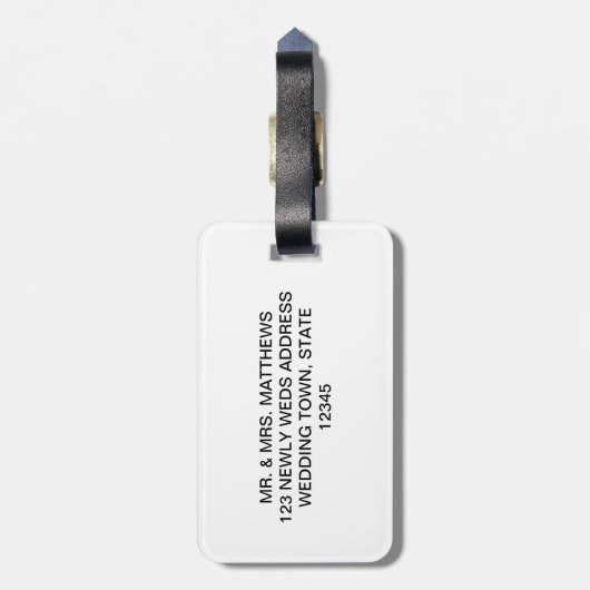 Schwarz-Grau-Elegant-Monogram-Hochzeit Gepäckanhänger (Rückseite vertikal)