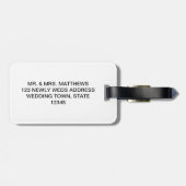 Schwarz-Grau-Elegant-Monogram-Hochzeit Gepäckanhänger (Rückseite horizontal)