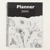 Schwarz-Grau-Elegante Blume Planer (Vorderseite)