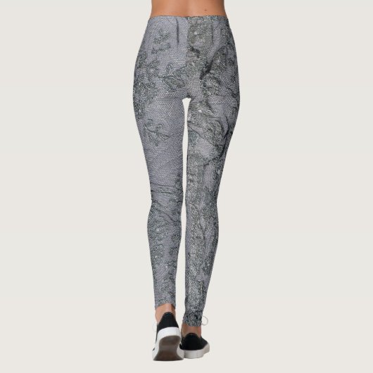 Schwarz-Grau-Elster-Muster Leggings (Rückseite)