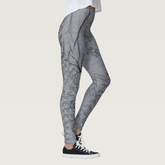 Schwarz-Grau-Elster-Muster Leggings (Rechts)