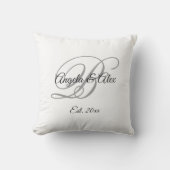 Schwarz-Grau-Extravagante Hochzeitjubiläumsmonogra Kissen (Vorderseite)