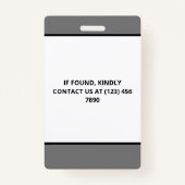 Schwarz-Grau-Foto- und Logo-Pressekennung Ausweis (Rückseite)