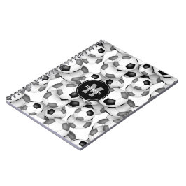 Schwarz-Grau-Fußball-Bälle Muster Kindersport Notizblock